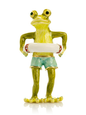 Keren Kopal Green Frog in Swim Trunks Trinket Box