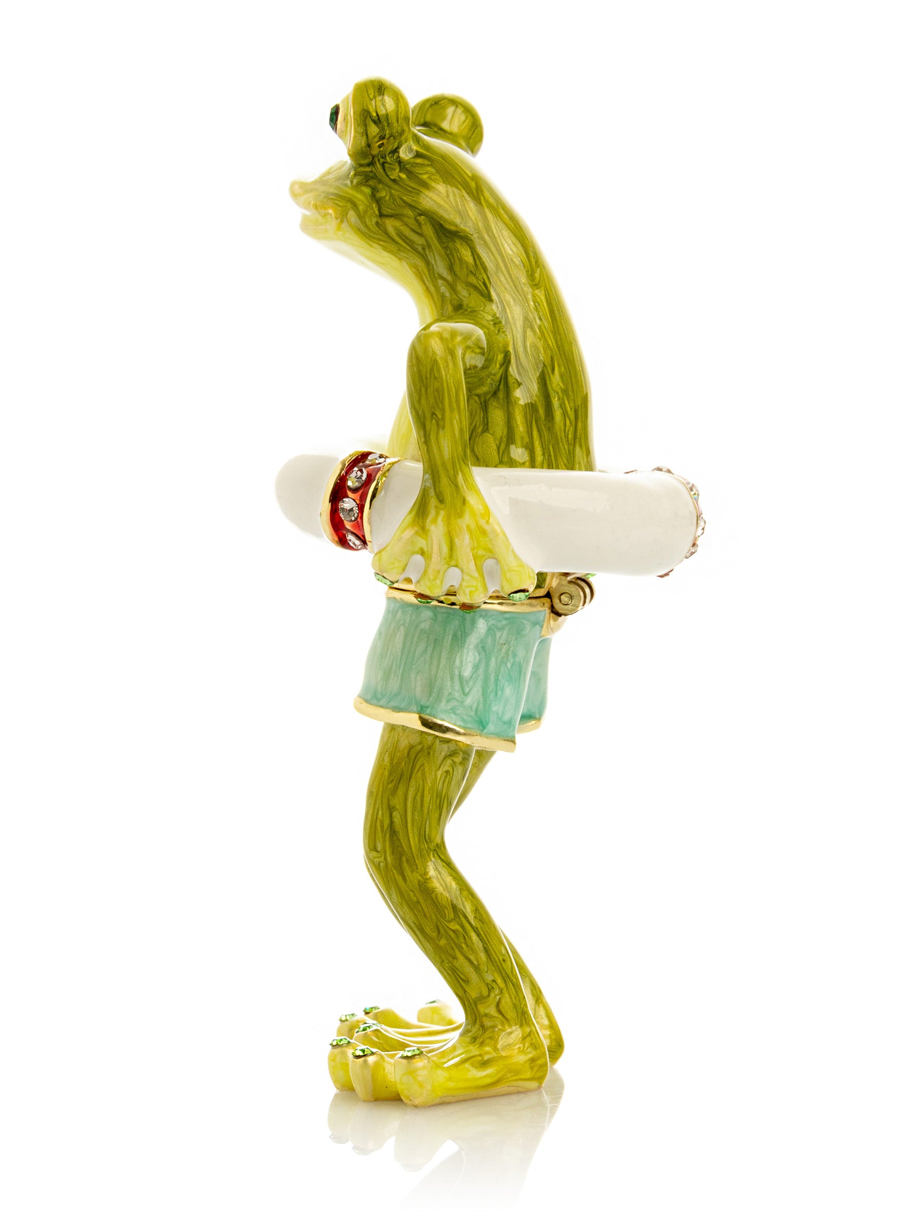Keren Kopal Green Frog in Swim Trunks Trinket Box