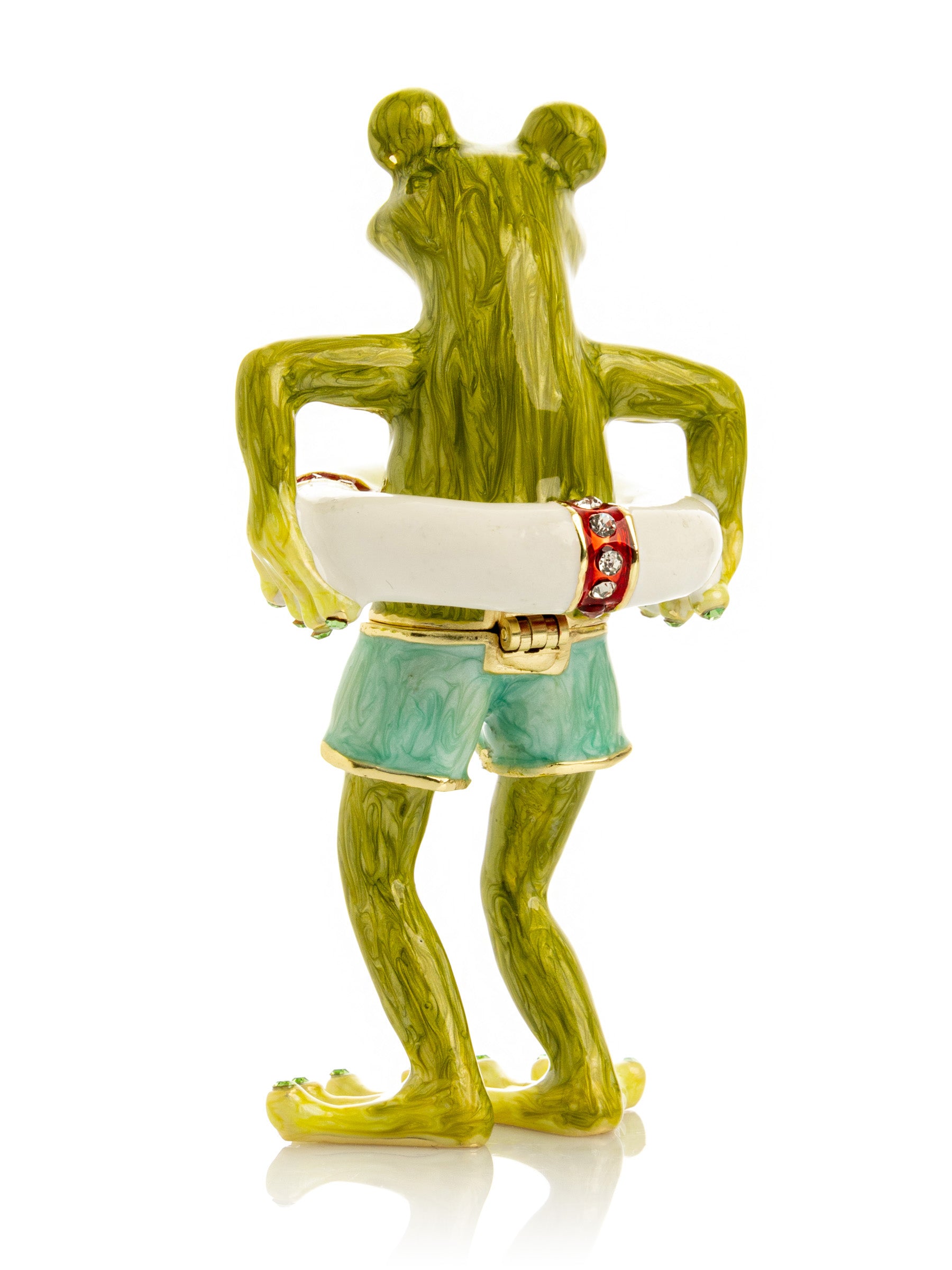 Keren Kopal Green Frog in Swim Trunks Trinket Box