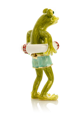 Keren Kopal Green Frog in Swim Trunks Trinket Box