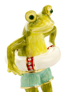 Keren Kopal Green Frog in Swim Trunks Trinket Box