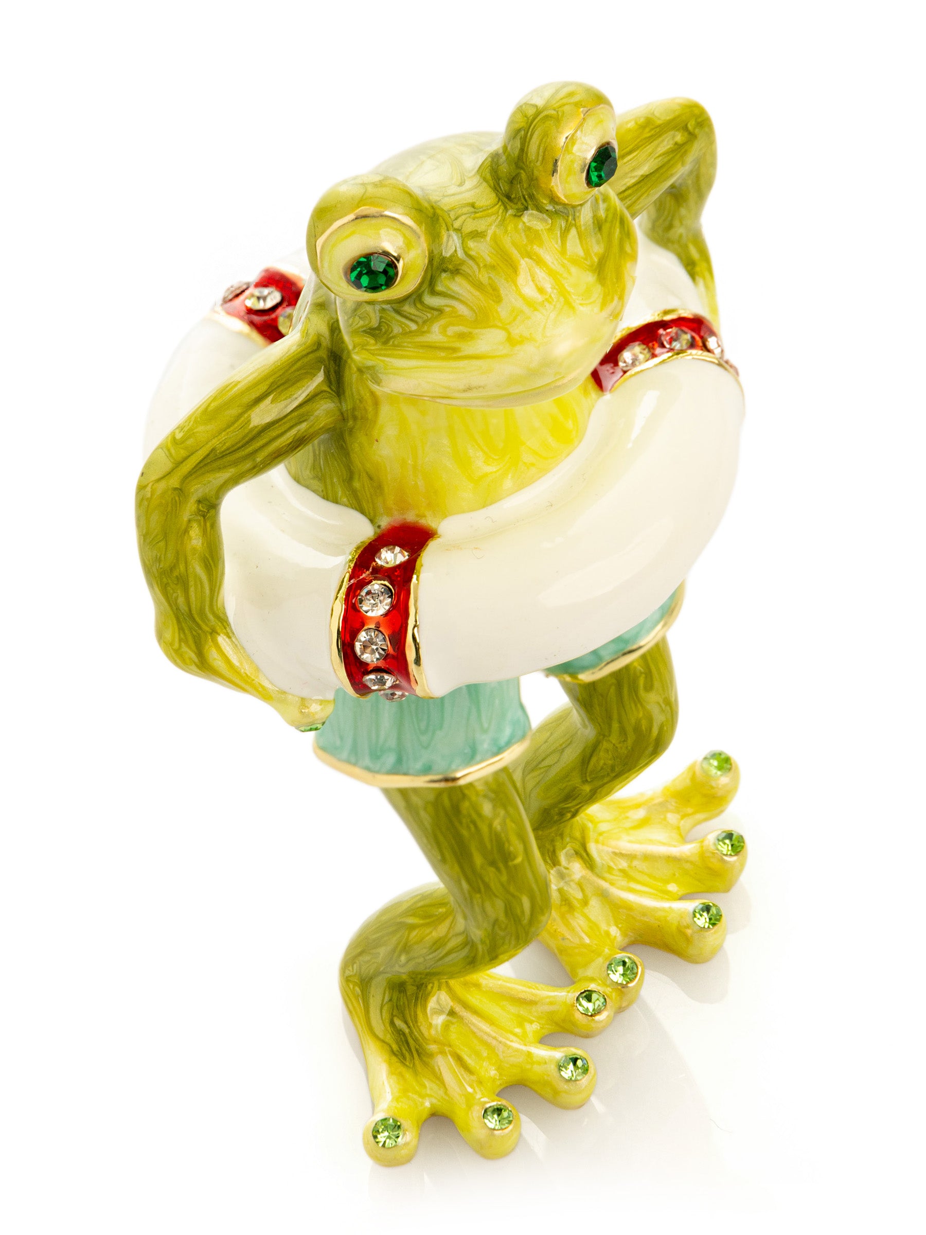 Keren Kopal Green Frog in Swim Trunks Trinket Box