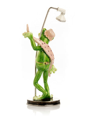 Keren Kopal Frog Taking a Shower Trinket Box with Pink Towel
