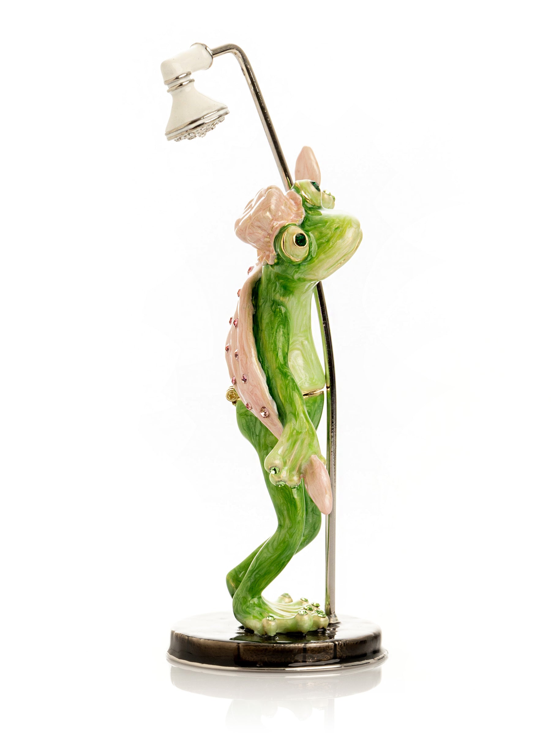 Keren Kopal Frog Taking a Shower Trinket Box with Pink Towel