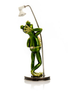 Keren Kopal Green Frog in Shower Faberge Style Trinket Box