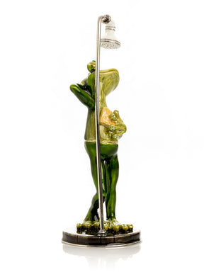 Keren Kopal Green Frog in Shower Faberge Style Trinket Box