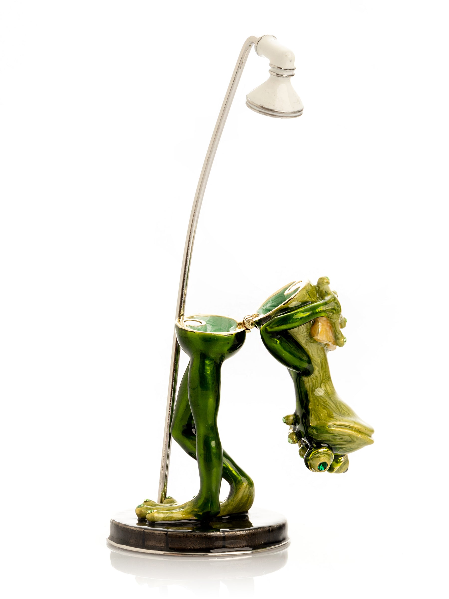 Keren Kopal Green Frog in Shower Faberge Style Trinket Box
