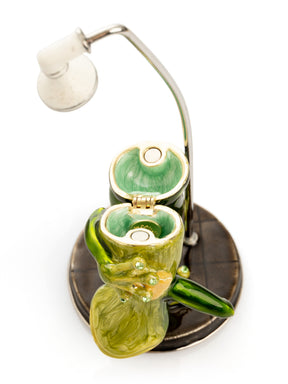 Keren Kopal Green Frog in Shower Faberge Style Trinket Box
