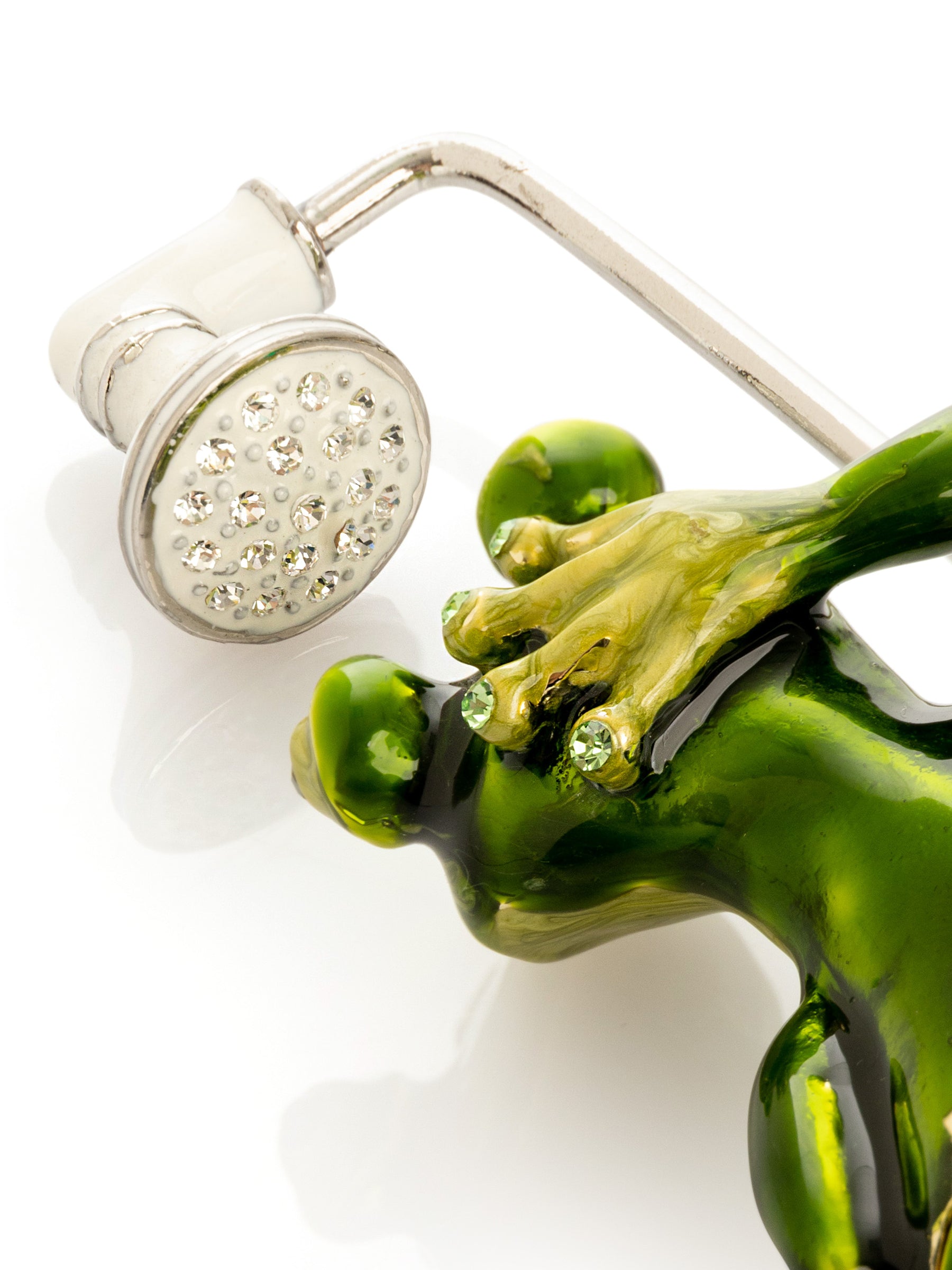 Keren Kopal Green Frog in Shower Faberge Style Trinket Box