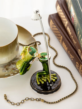 Keren Kopal Green Frog in Shower Faberge Style Trinket Box