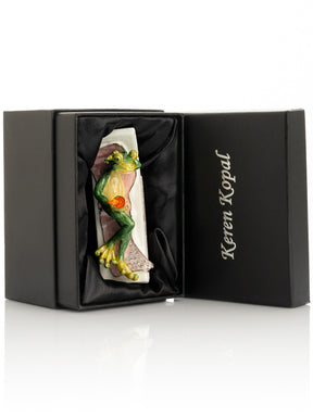 Keren Kopal Green Reclining Frog with Cocktail Trinket Box
