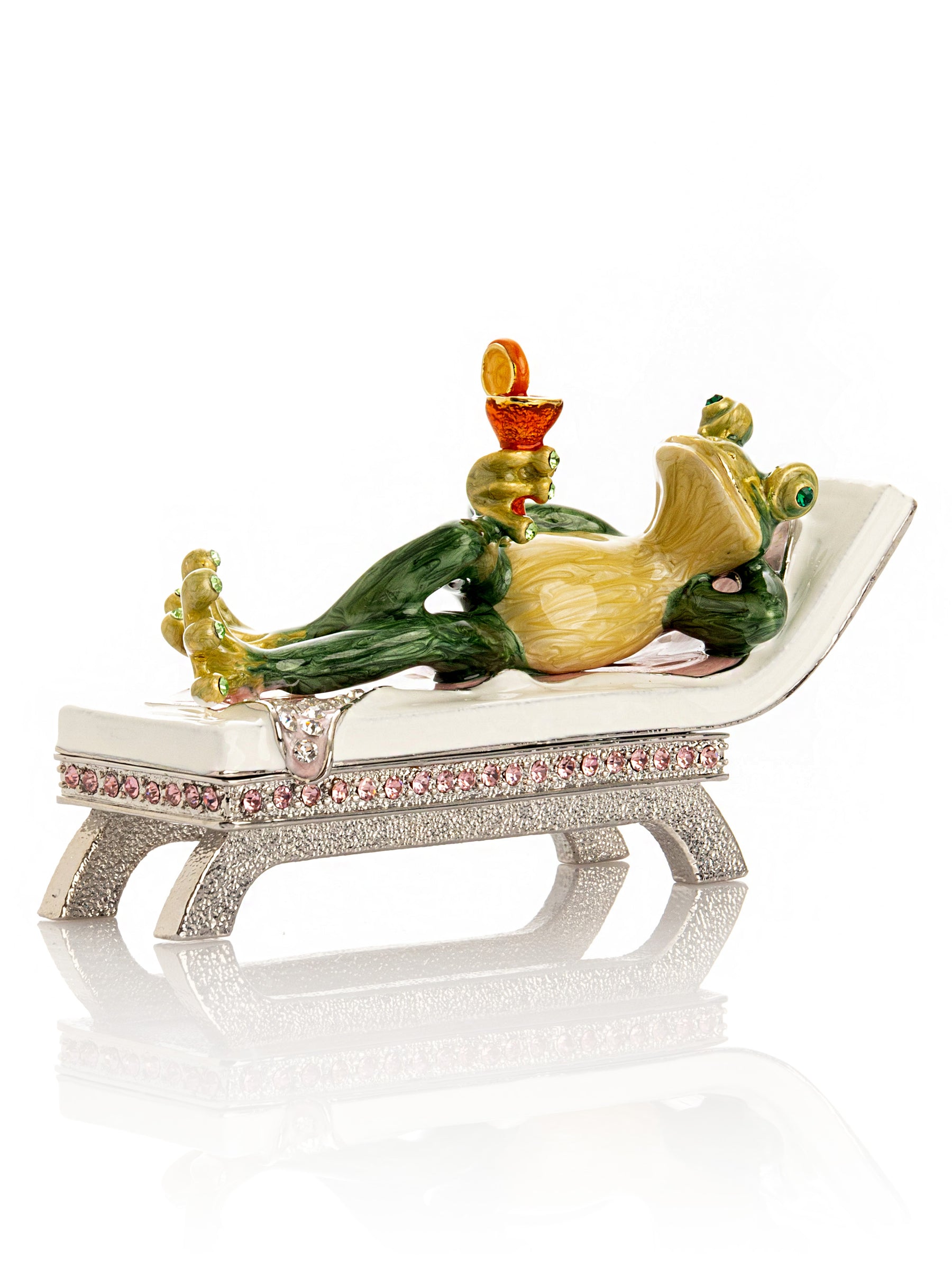 Keren Kopal Green Reclining Frog with Cocktail Trinket Box