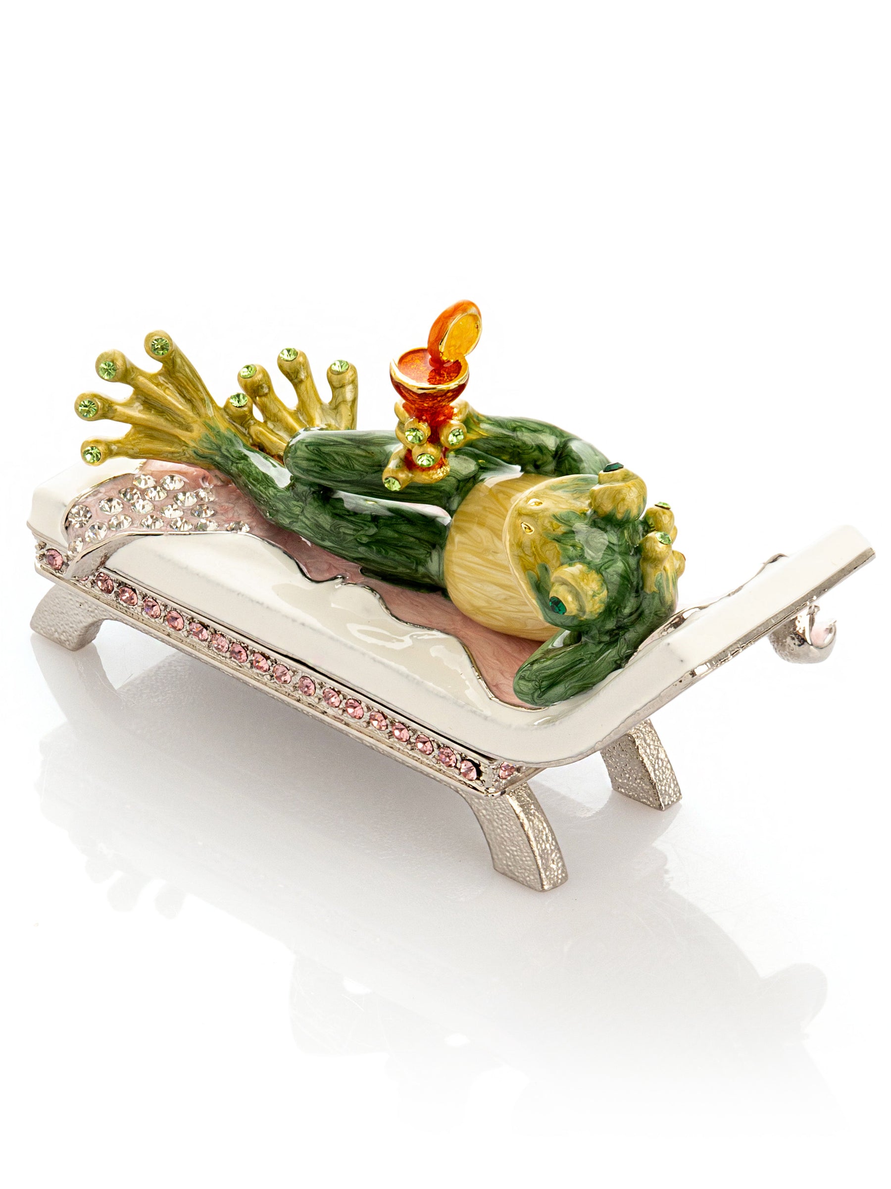 Keren Kopal Green Reclining Frog with Cocktail Trinket Box