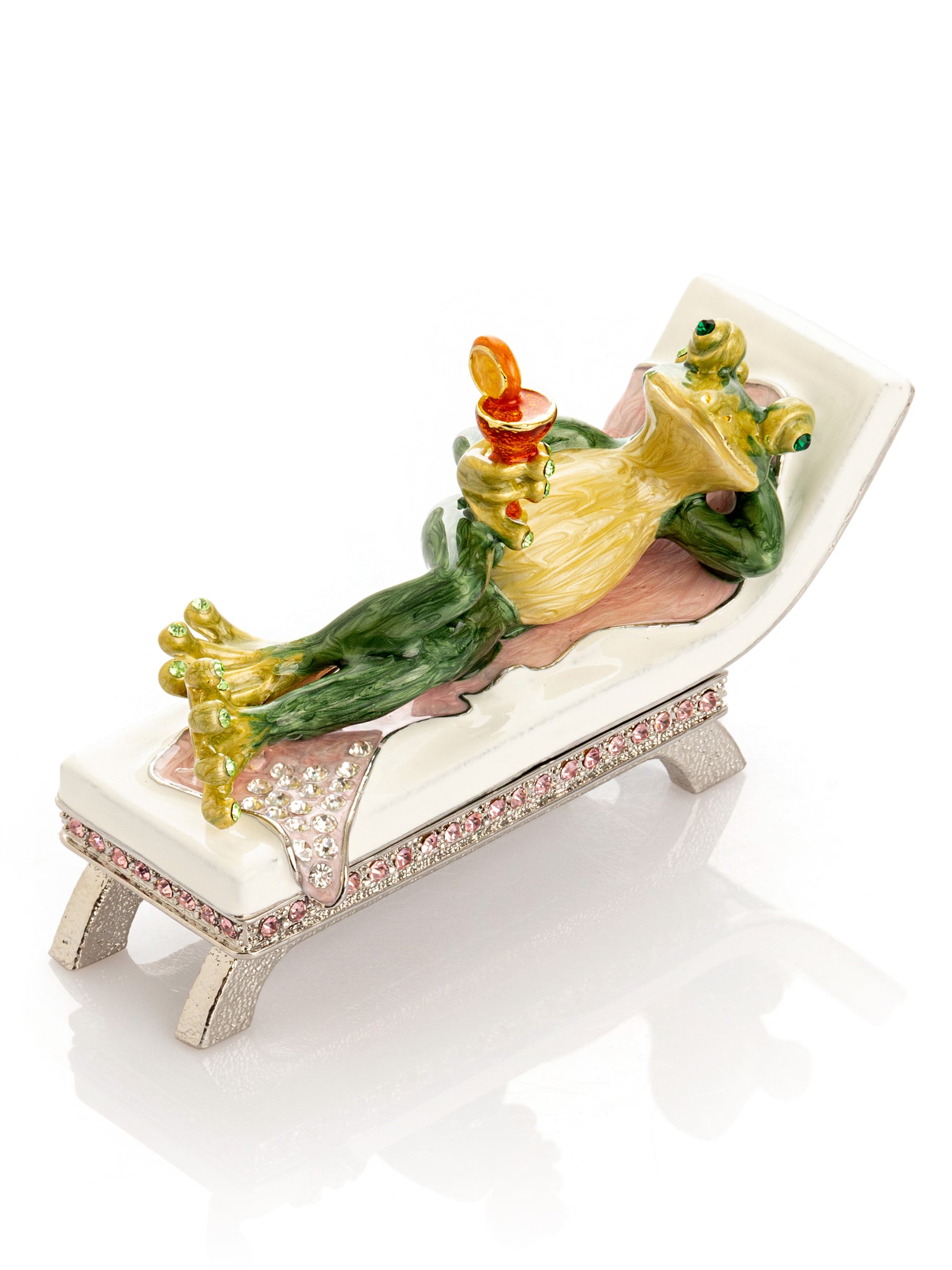 Keren Kopal Green Reclining Frog with Cocktail Trinket Box