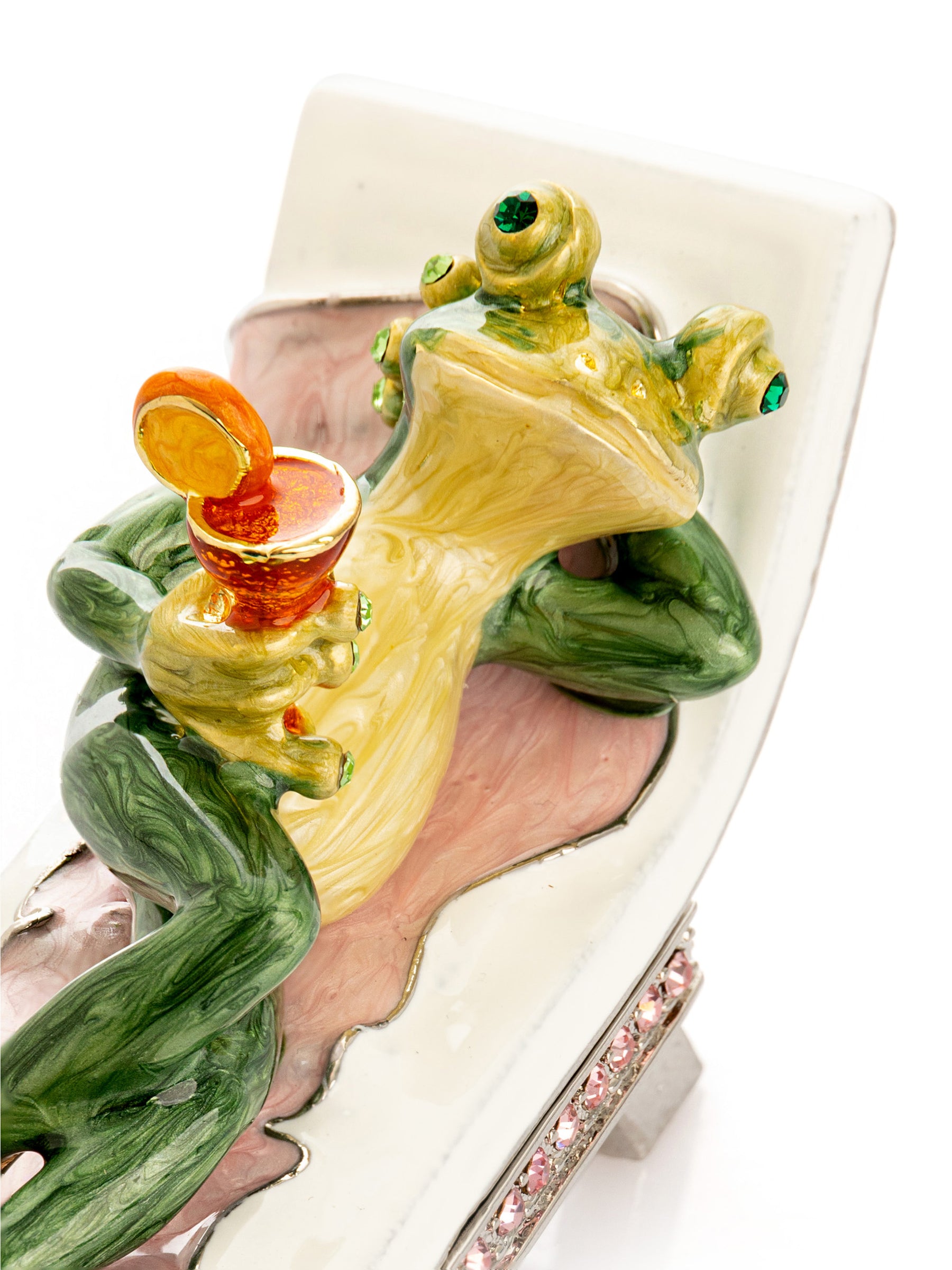 Keren Kopal Green Reclining Frog with Cocktail Trinket Box