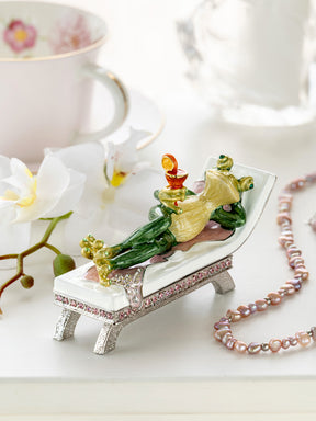 Keren Kopal Green Reclining Frog with Cocktail Trinket Box
