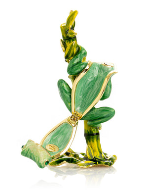 Keren Kopal Green Frog on Bamboo Trinket Box