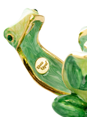 Keren Kopal Green Frog on Bamboo Trinket Box