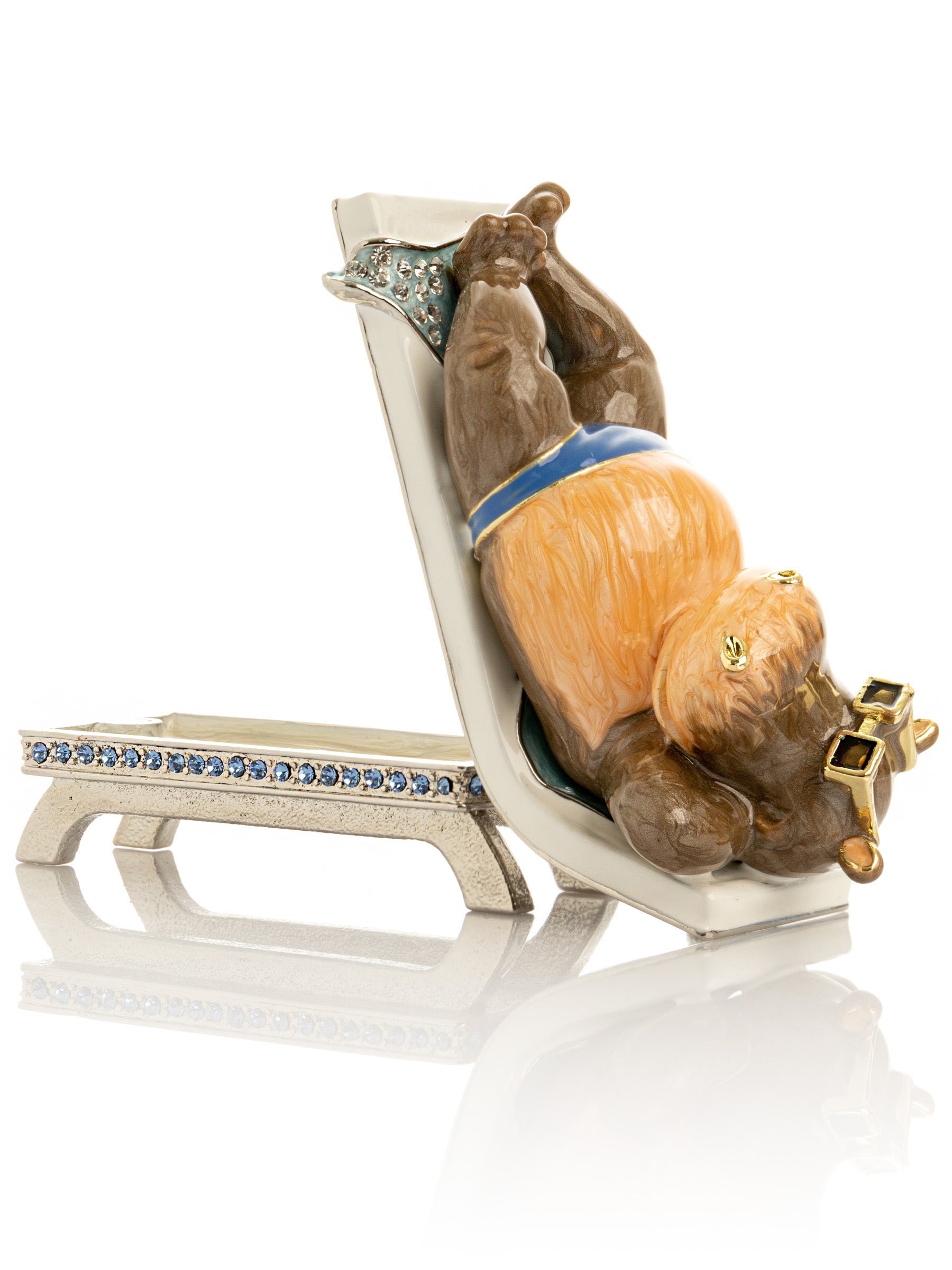 Keren Kopal Relaxing Hippo on Sun Lounger Trinket Box
