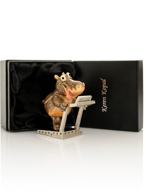 Keren Kopal Hippo Running on a Treadmill Trinket Box
