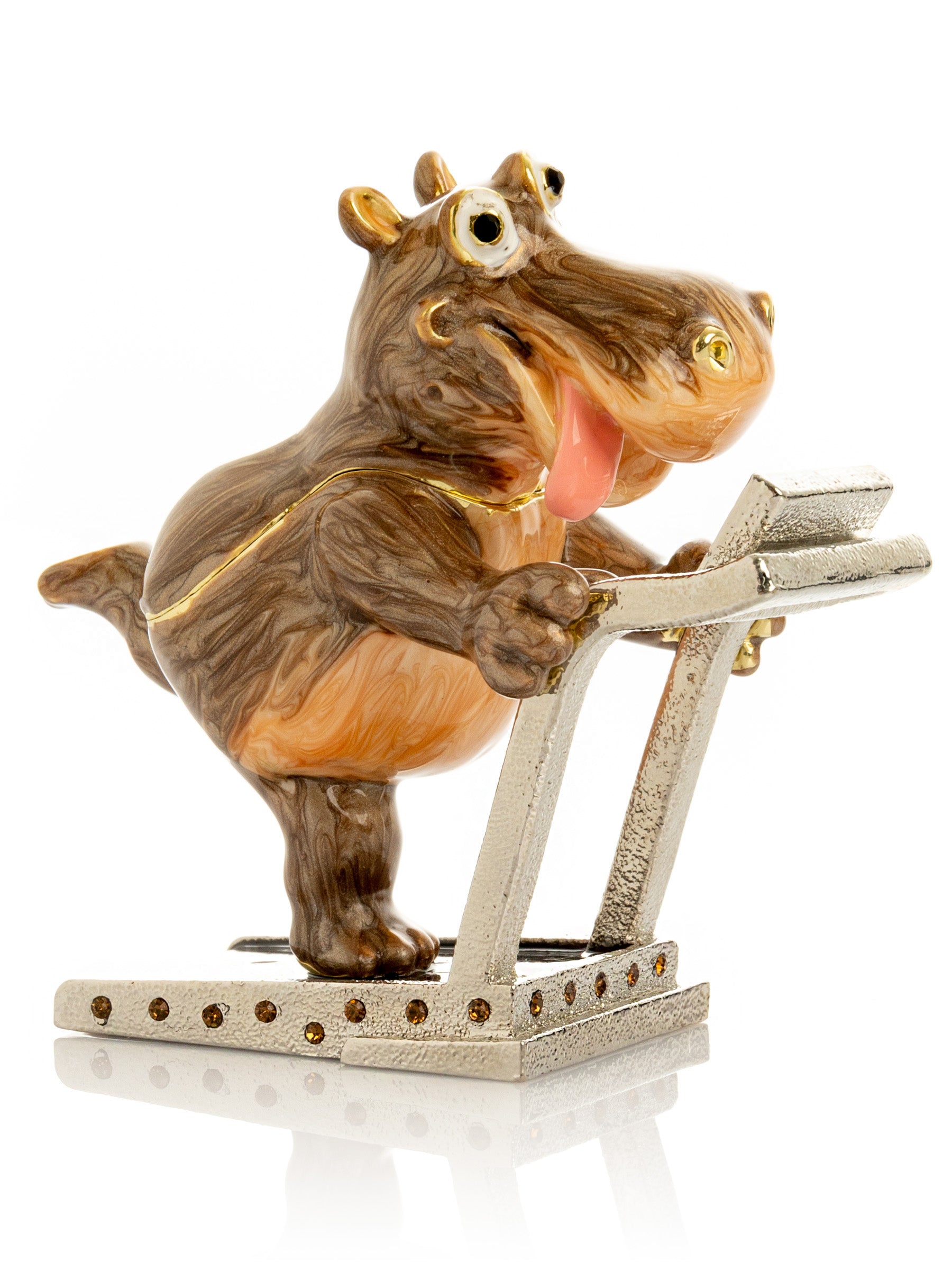 Keren Kopal Hippo Running on a Treadmill Trinket Box