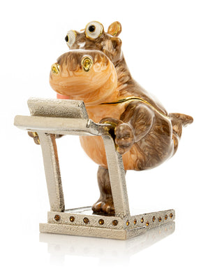 Keren Kopal Hippo Running on a Treadmill Trinket Box