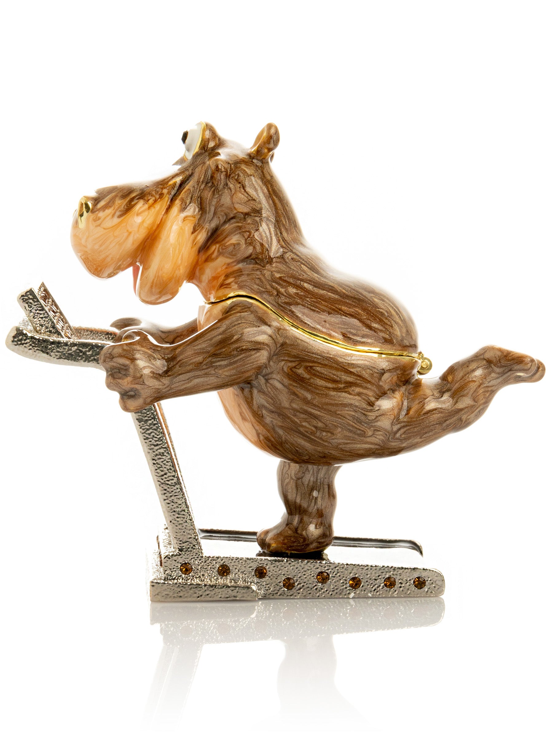Keren Kopal Hippo Running on a Treadmill Trinket Box