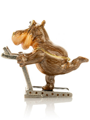 Keren Kopal Hippo Running on a Treadmill Trinket Box