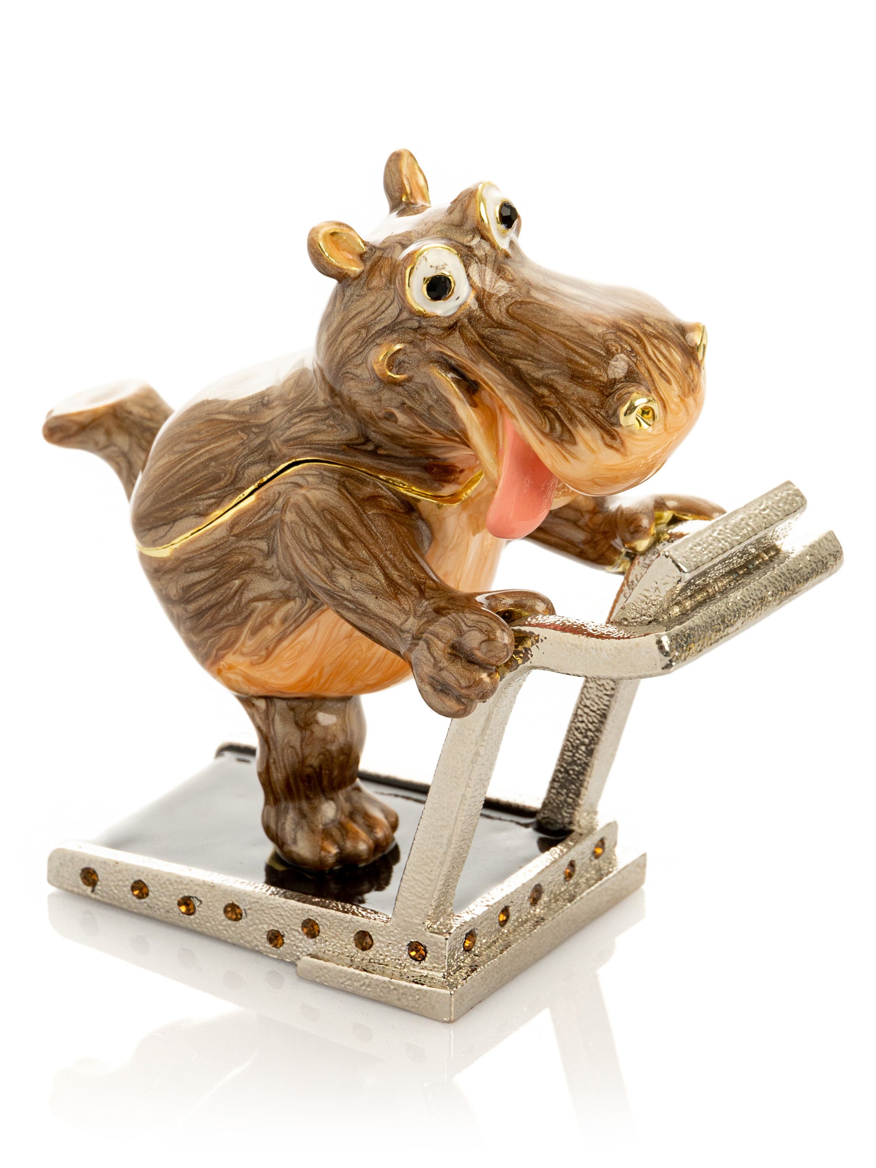 Keren Kopal Hippo Running on a Treadmill Trinket Box
