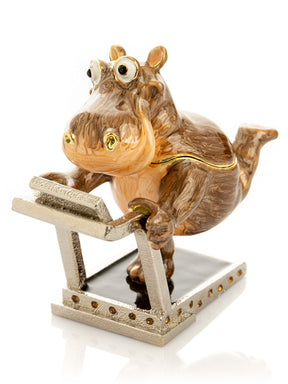Keren Kopal Hippo Running on a Treadmill Trinket Box