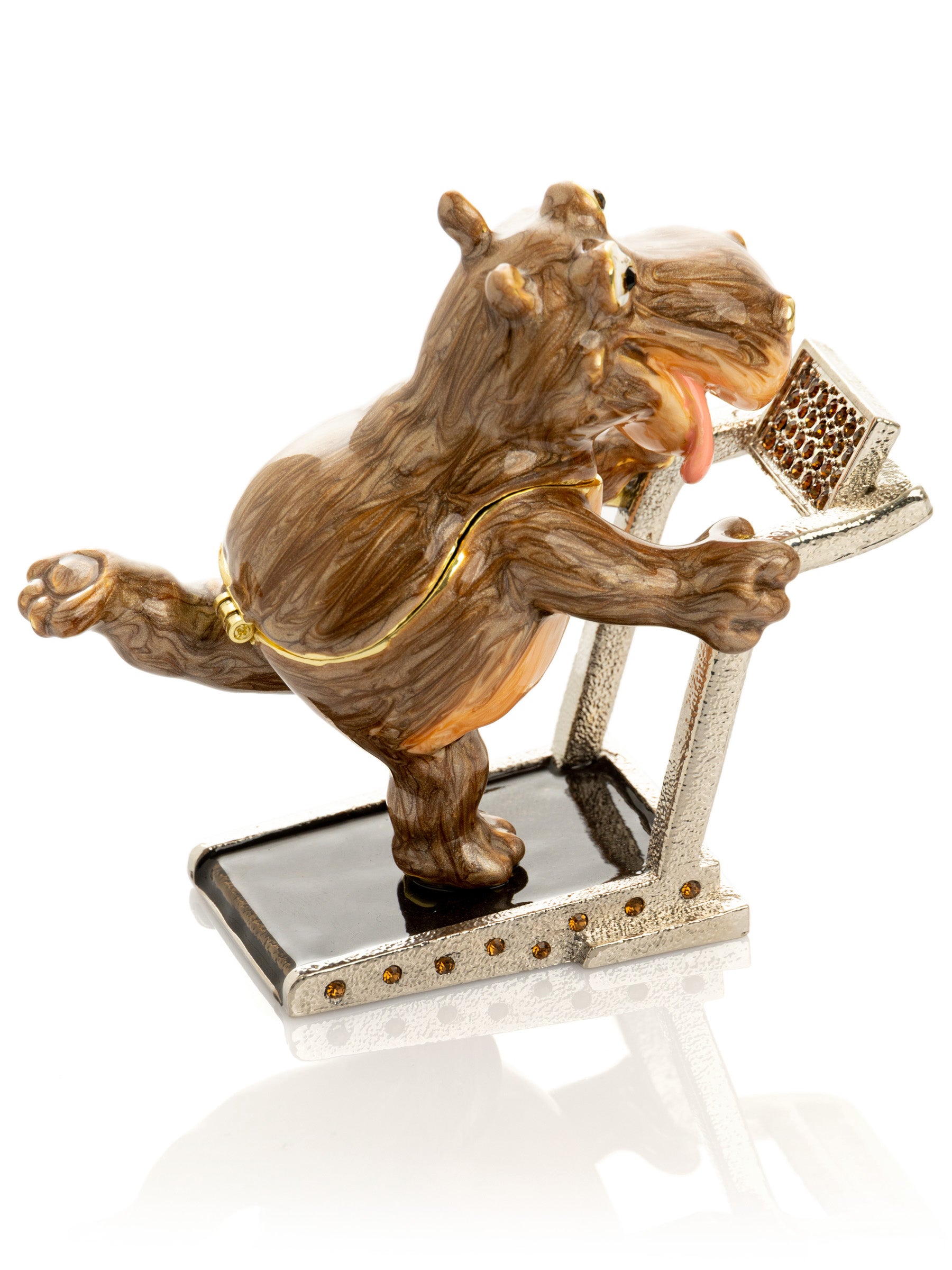 Keren Kopal Hippo Running on a Treadmill Trinket Box