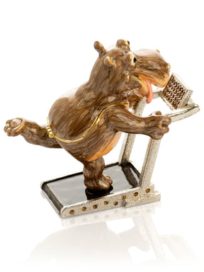 Keren Kopal Hippo Running on a Treadmill Trinket Box