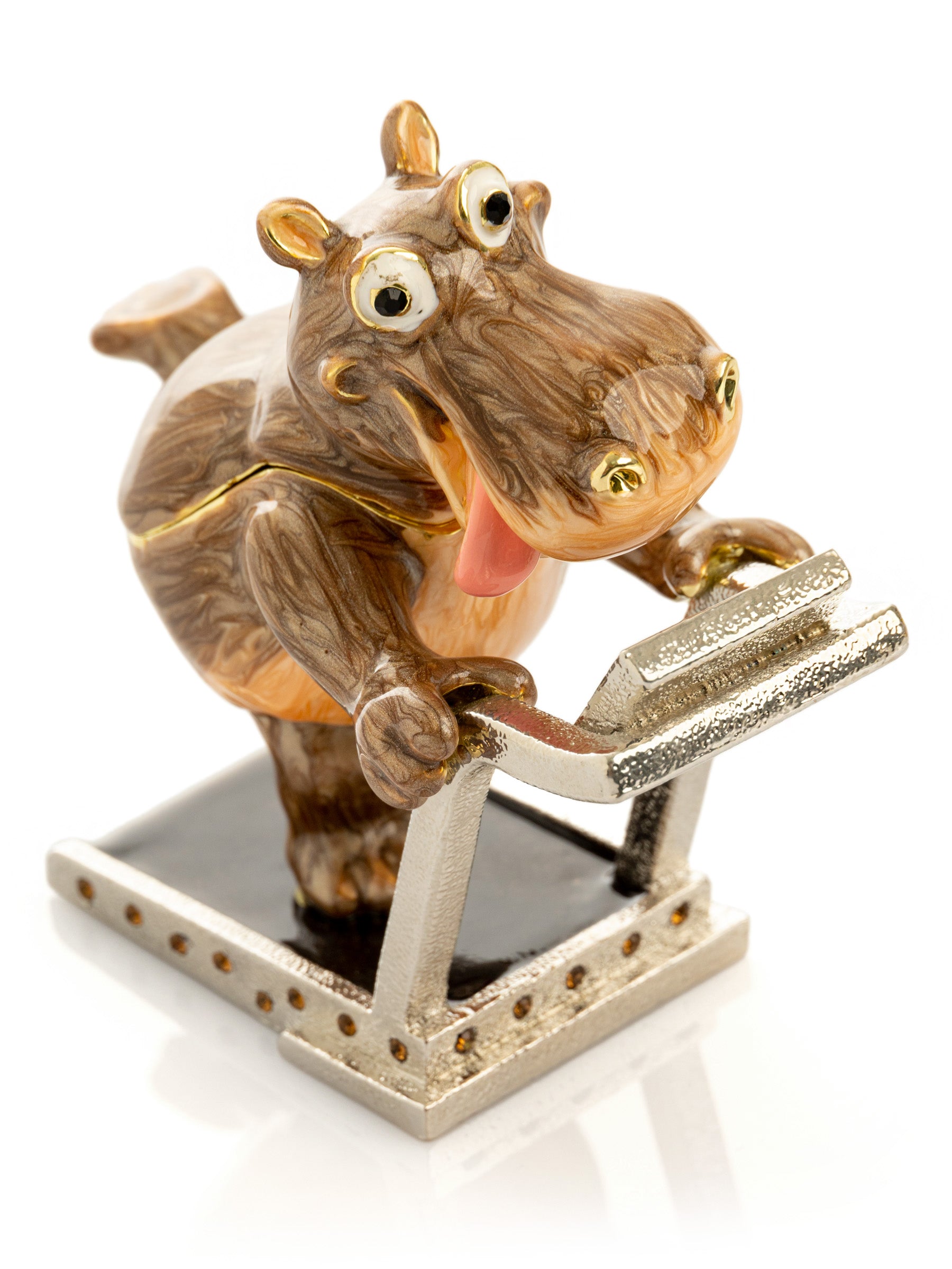 Keren Kopal Hippo Running on a Treadmill Trinket Box