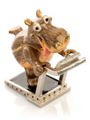 Keren Kopal Hippo Running on a Treadmill Trinket Box