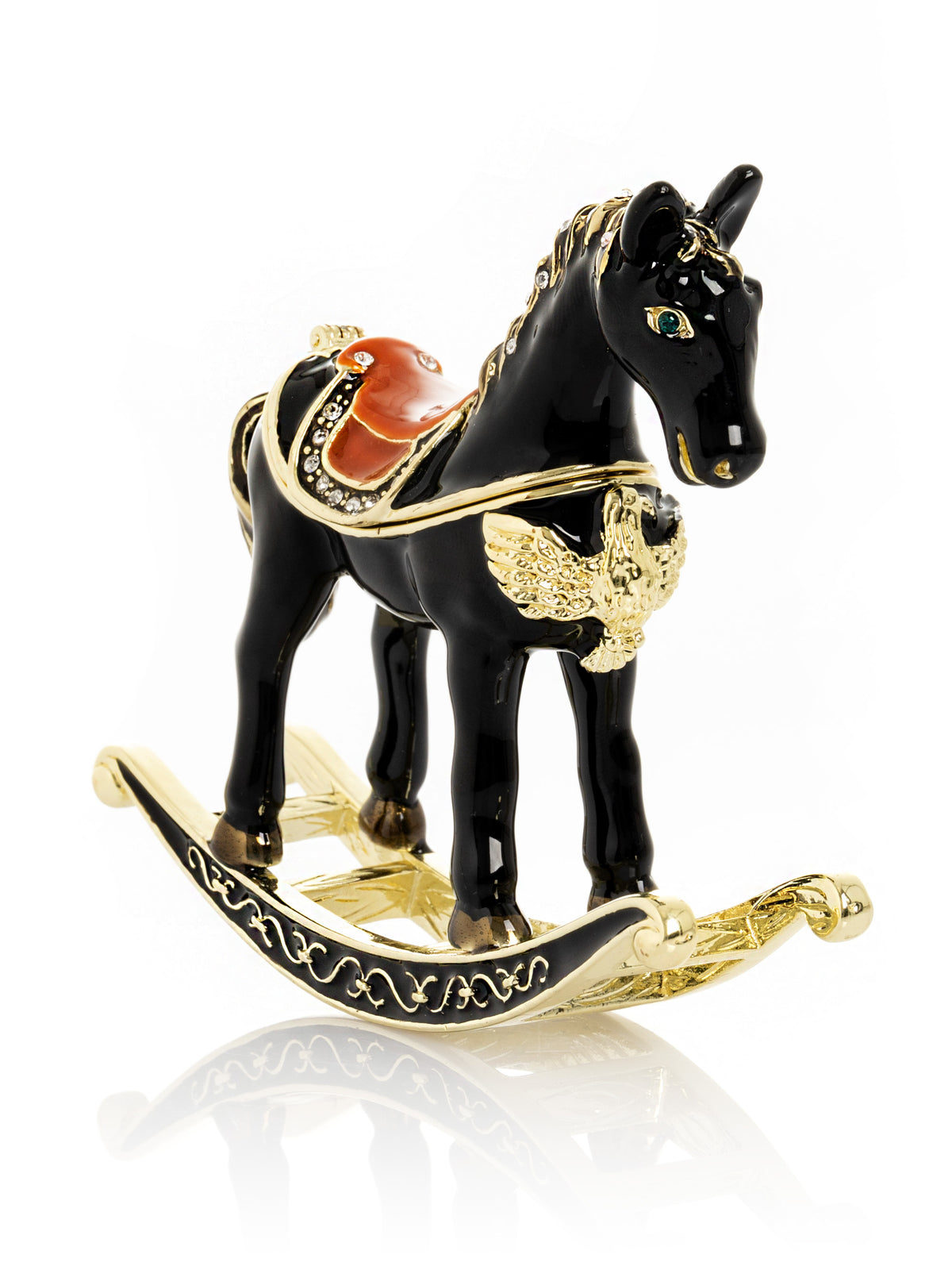 Keren Kopal Black & Gold Vintage Rocking Horse Trinket Box