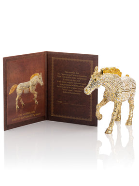 Keren Kopal Large Golden Horse Decorated with White Crystals