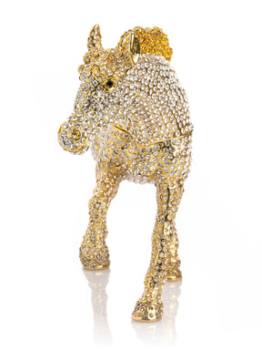 Keren Kopal Large Golden Horse Decorated with White Crystals