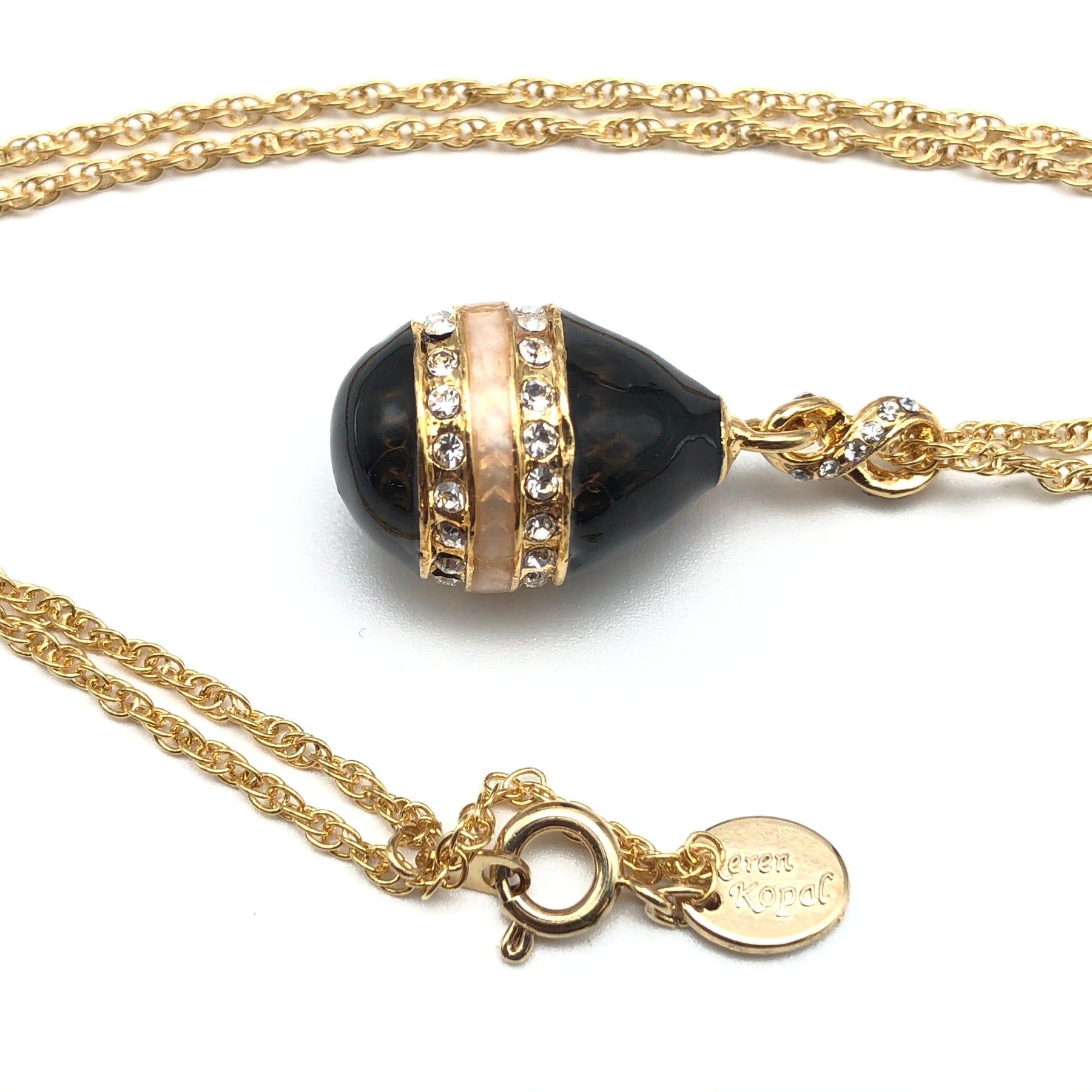 Keren Kopal Black & Gold Egg Pendant Necklace