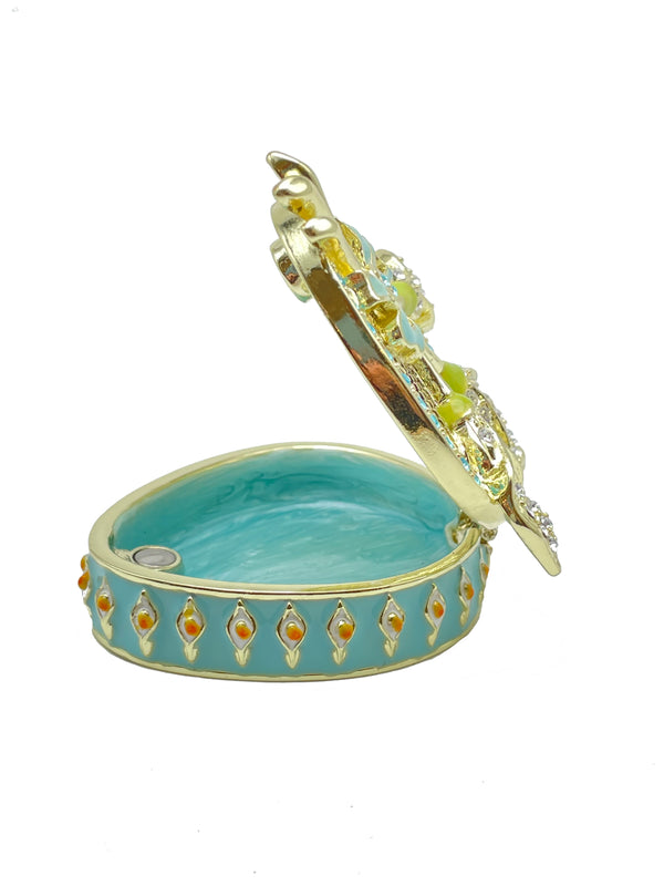 Green turquoise Beautiful Decorated Trinket Box