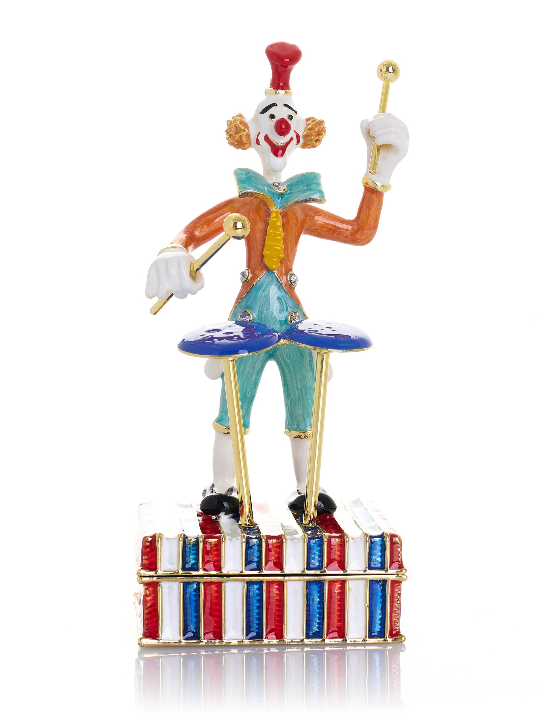 Musical Circus Clown with Timpani Drums Trinket Box