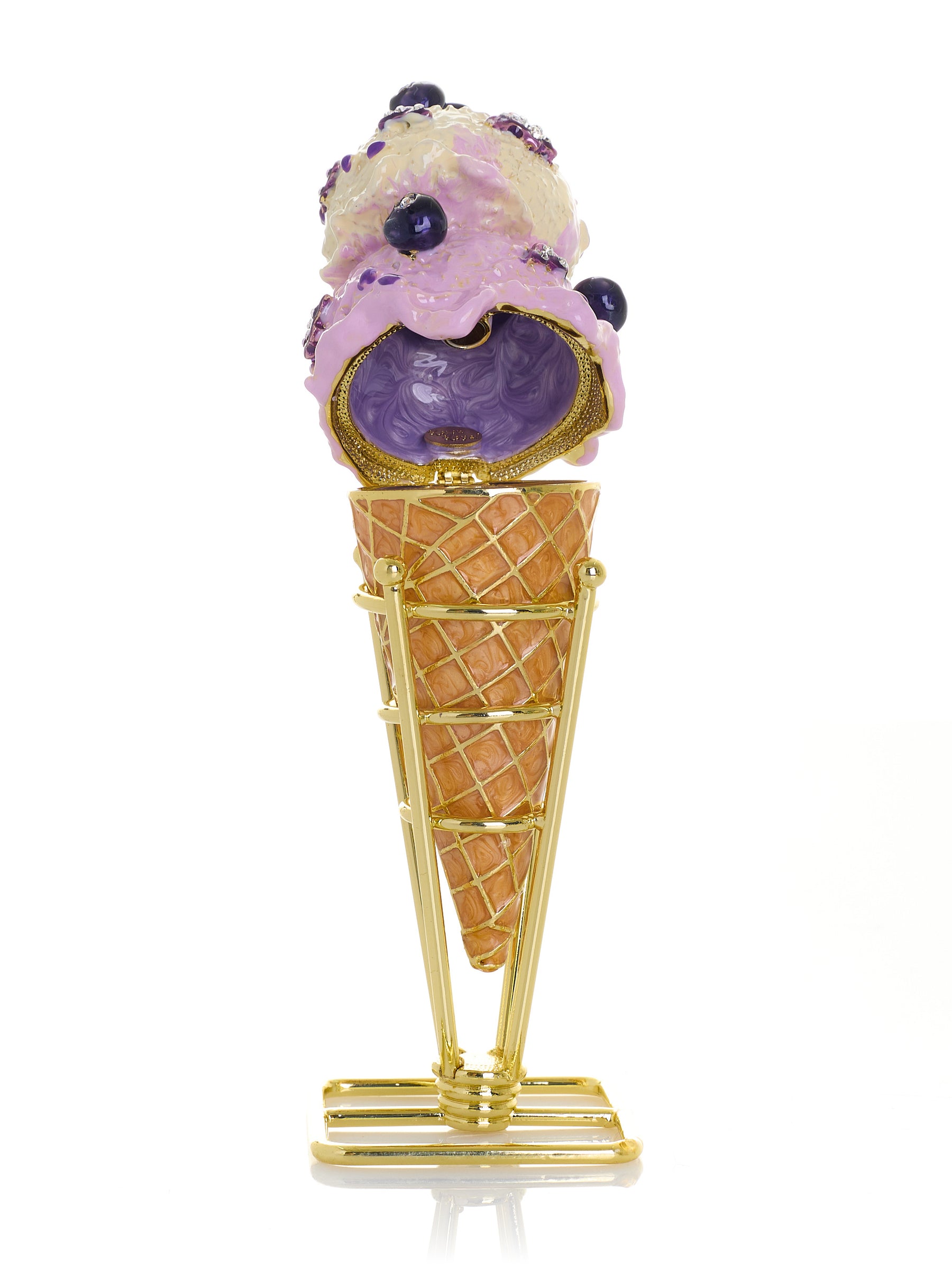 Summer Special Wild Blueberry Cream Ice Cream Cone Trinket Box
