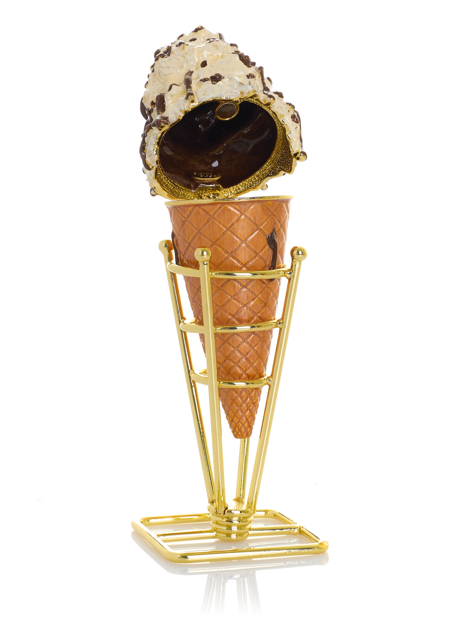 Boîte à bijoux Cornet de Glace Cookies & Cream au Chocolat Noir Fondu