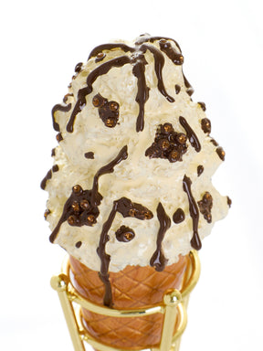 Boîte à bijoux Cornet de Glace Cookies & Cream au Chocolat Noir Fondu
