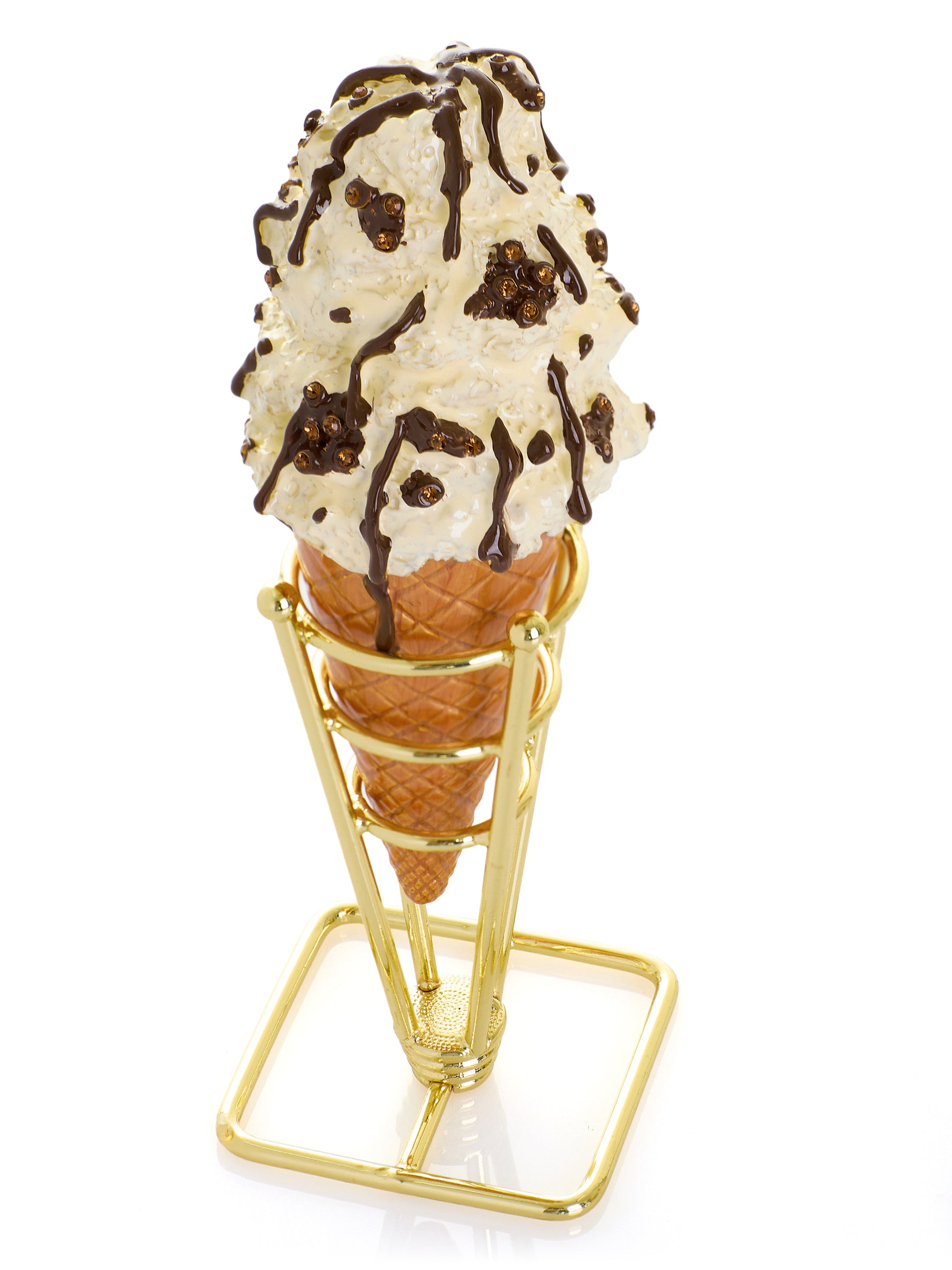 Boîte à bijoux Cornet de Glace Cookies & Cream au Chocolat Noir Fondu
