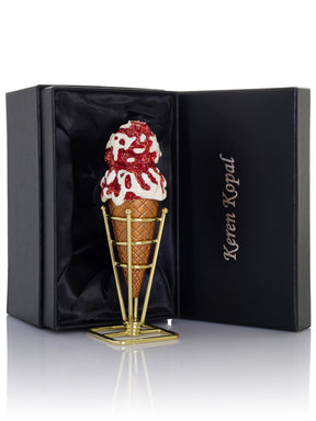 Strawberry Cream & Vanilla Swirl Ice Cream Cone Trinket Box