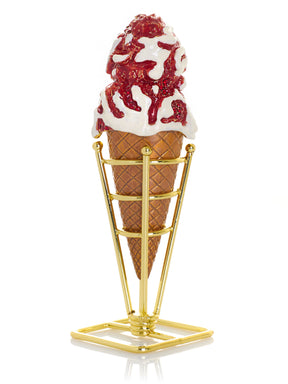 Strawberry Cream & Vanilla Swirl Ice Cream Cone Trinket Box