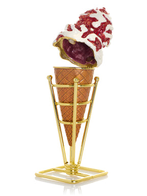 Strawberry Cream & Vanilla Swirl Ice Cream Cone Trinket Box