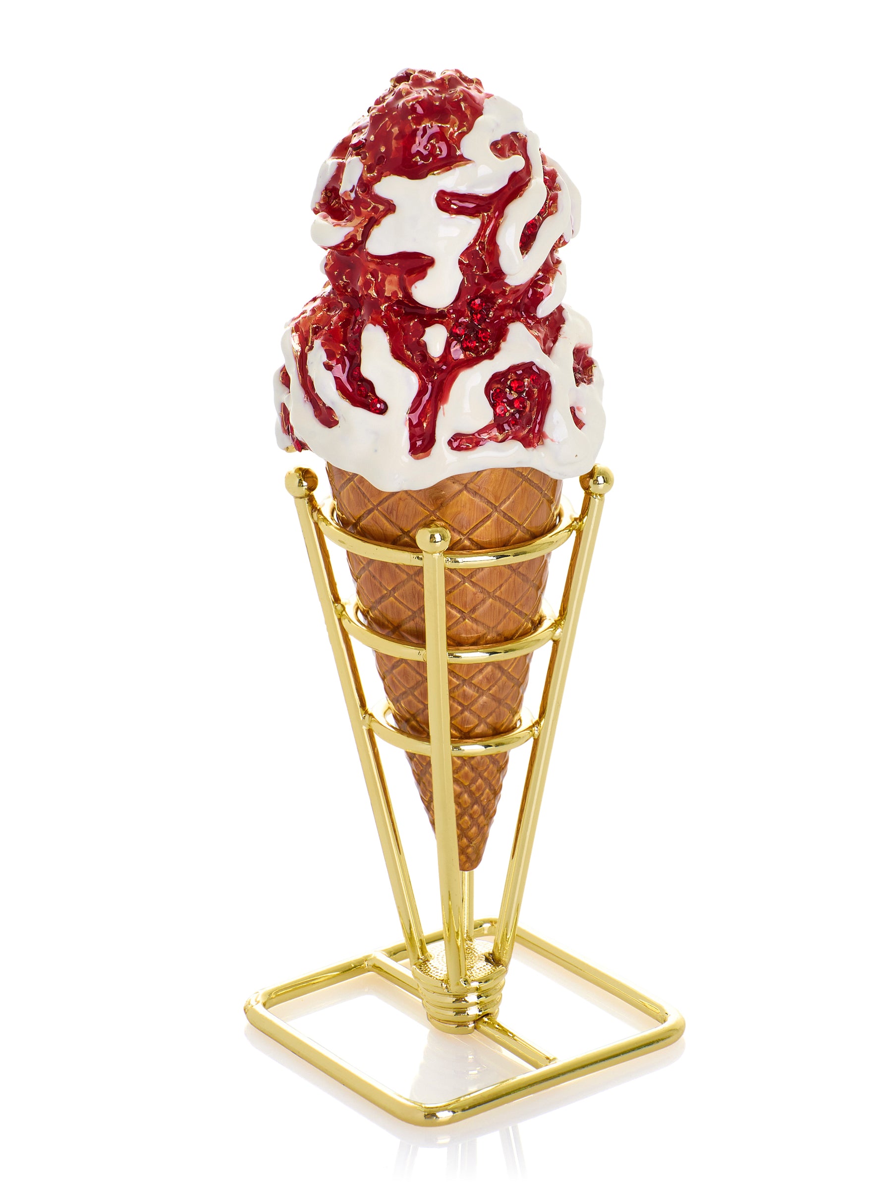 Strawberry Cream & Vanilla Swirl Ice Cream Cone Trinket Box