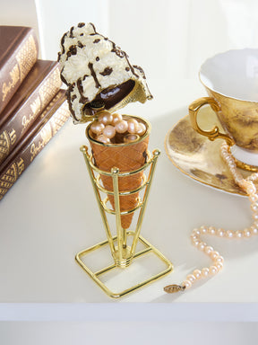 Boîte à bijoux Cornet de Glace Cookies & Cream au Chocolat Noir Fondu