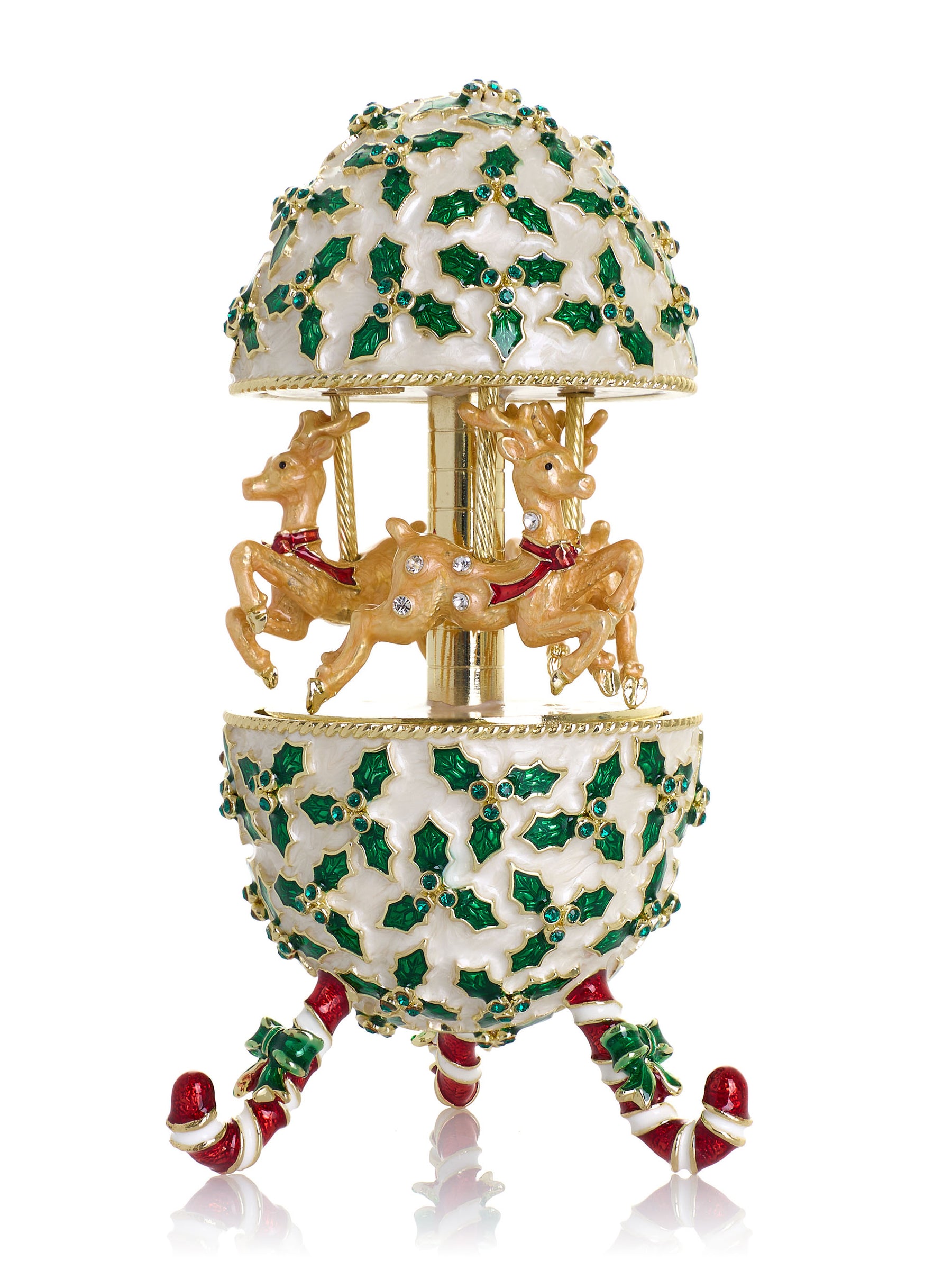 Keren Kopal Christmas Reindeer Musical Carousel Playing Jingle Bells